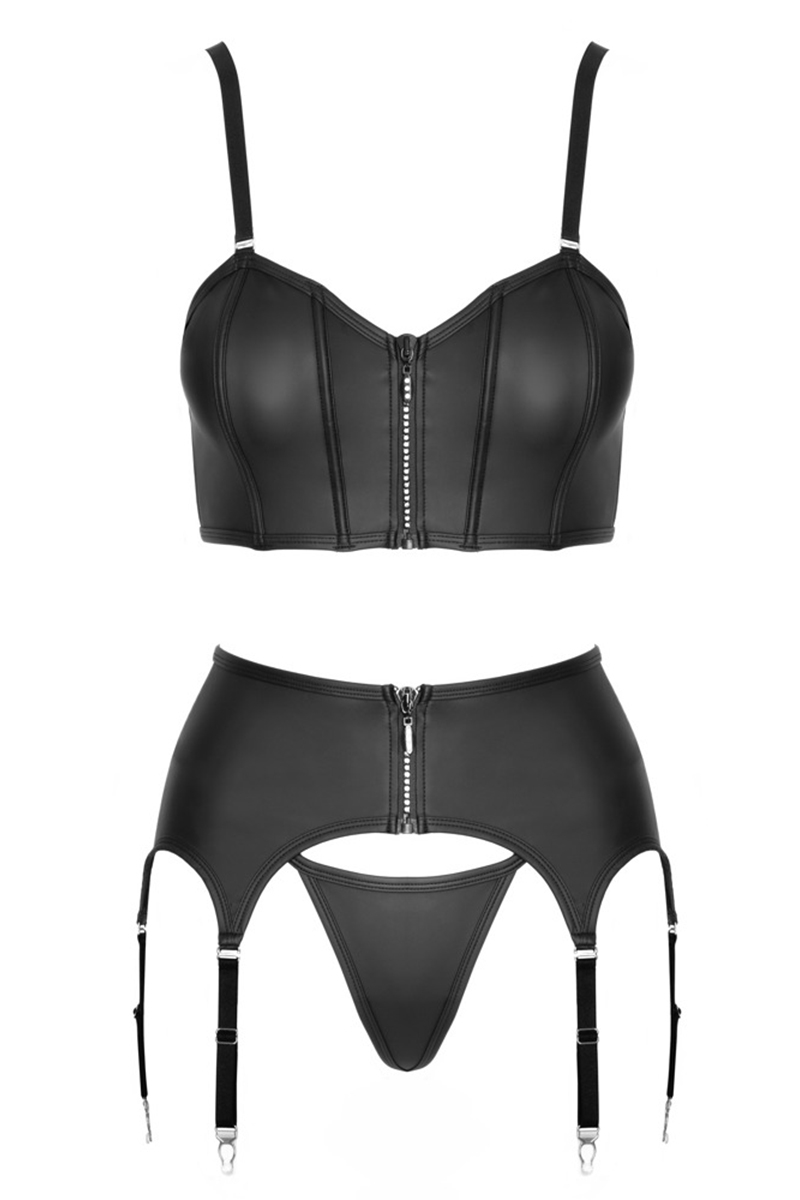 Ensemble lingerie 3 pièces avec porte-jarretelles