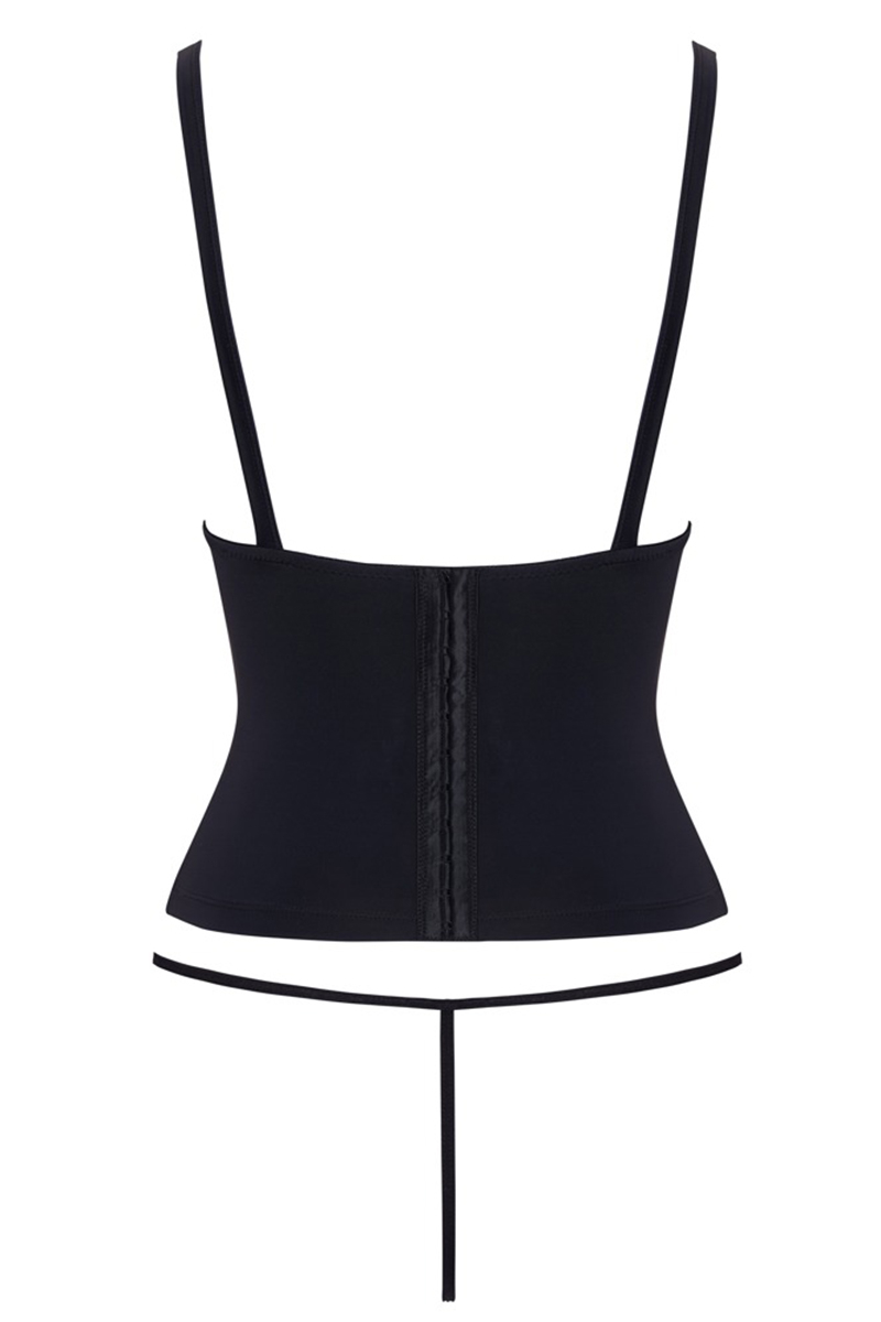 Ensemble corset seins nus noir