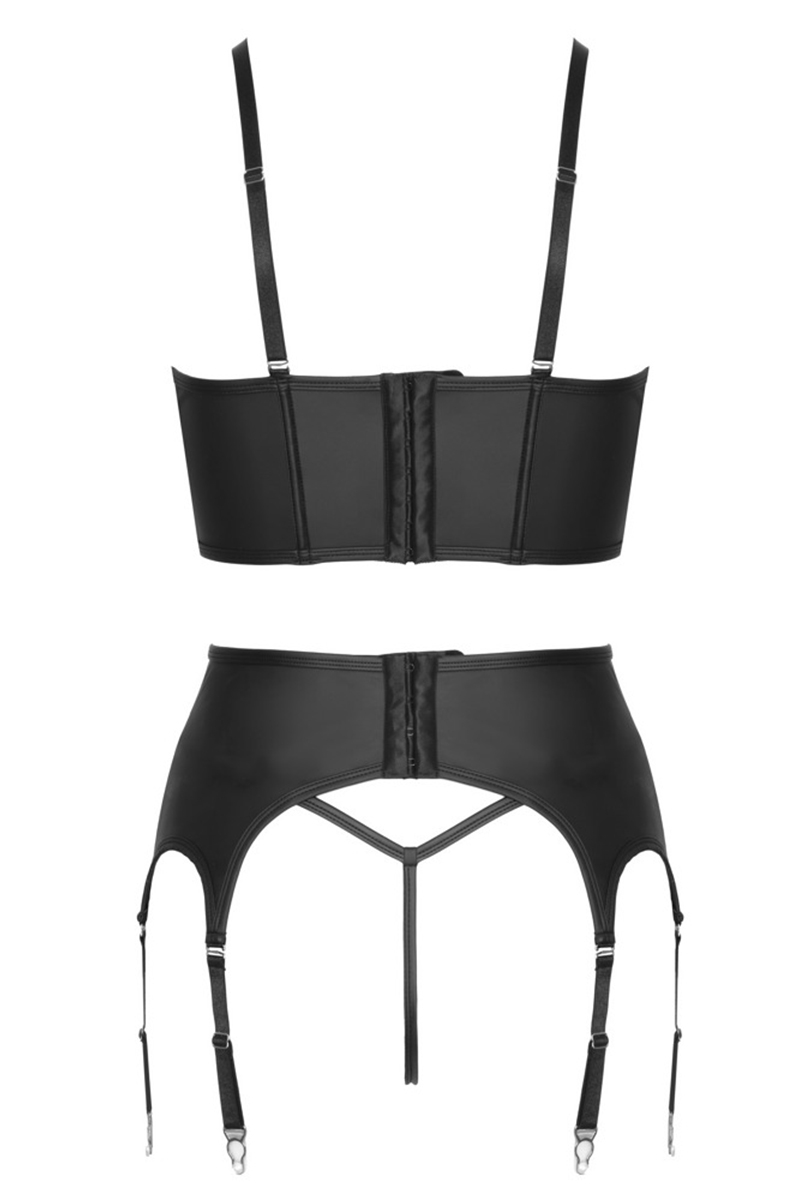 Ensemble lingerie 3 pièces avec porte-jarretelles