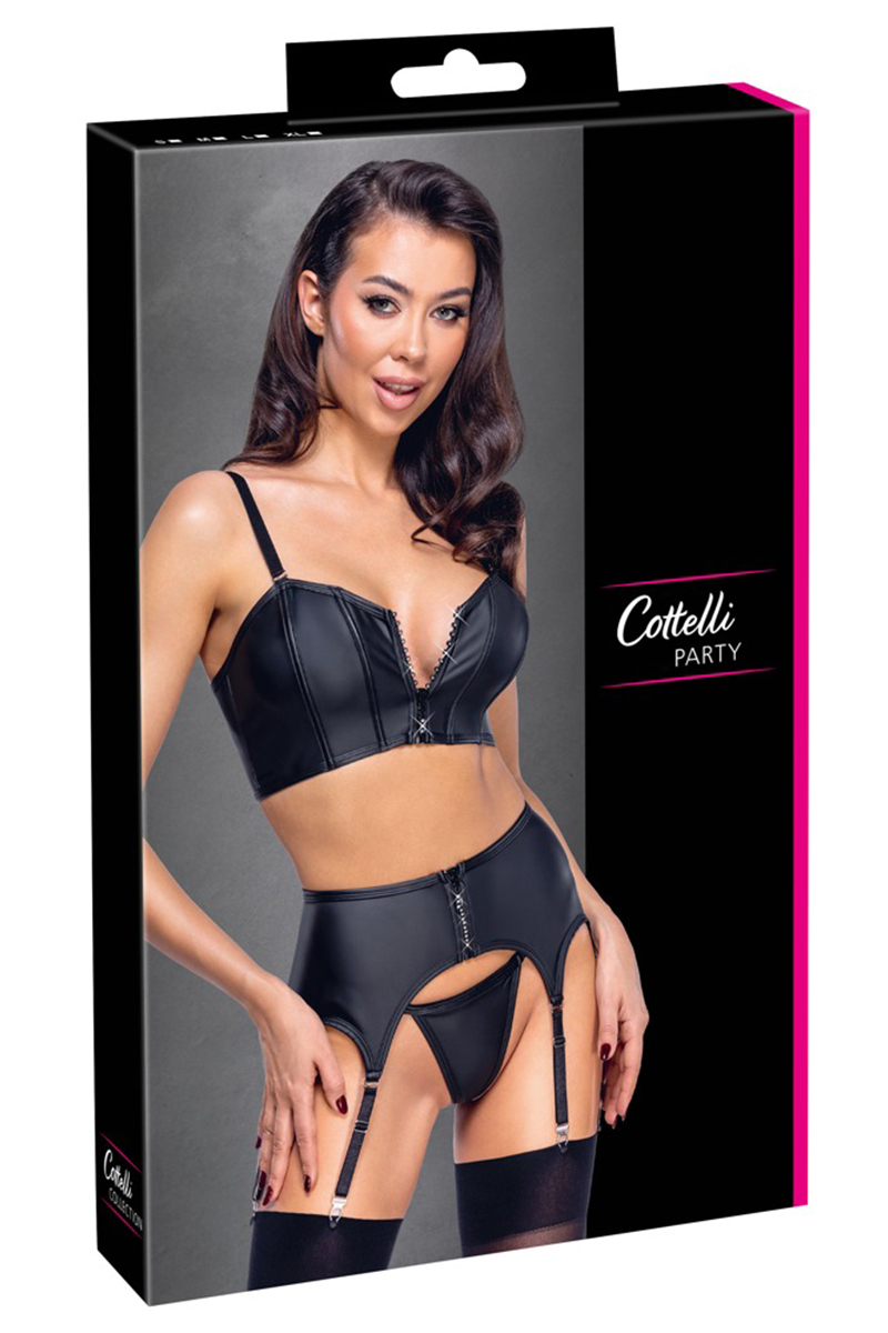 Ensemble lingerie 3 pièces avec porte-jarretelles