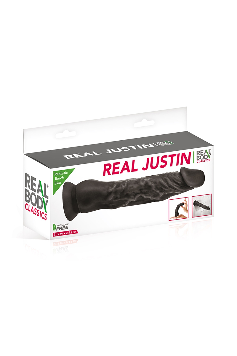 Gode réaliste 21 cm noir - Real Justin