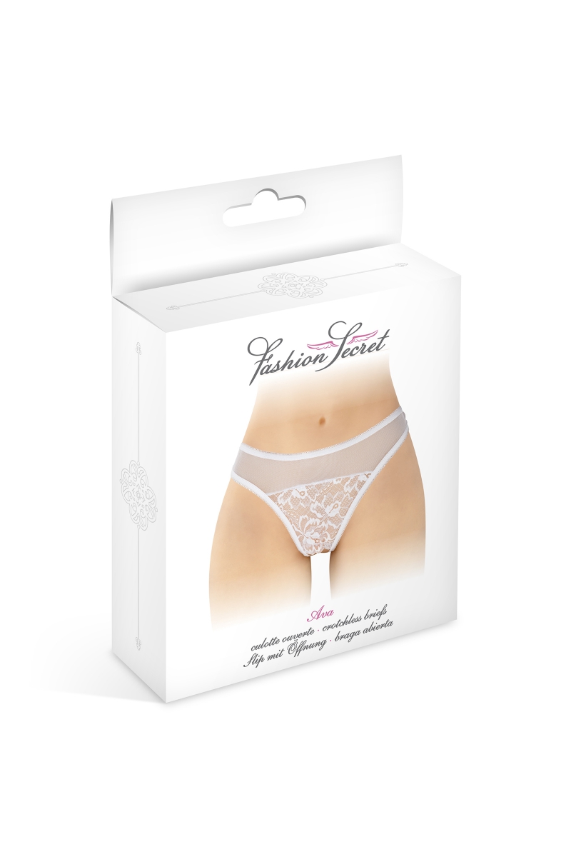 Tanga blanc ouvert Ava